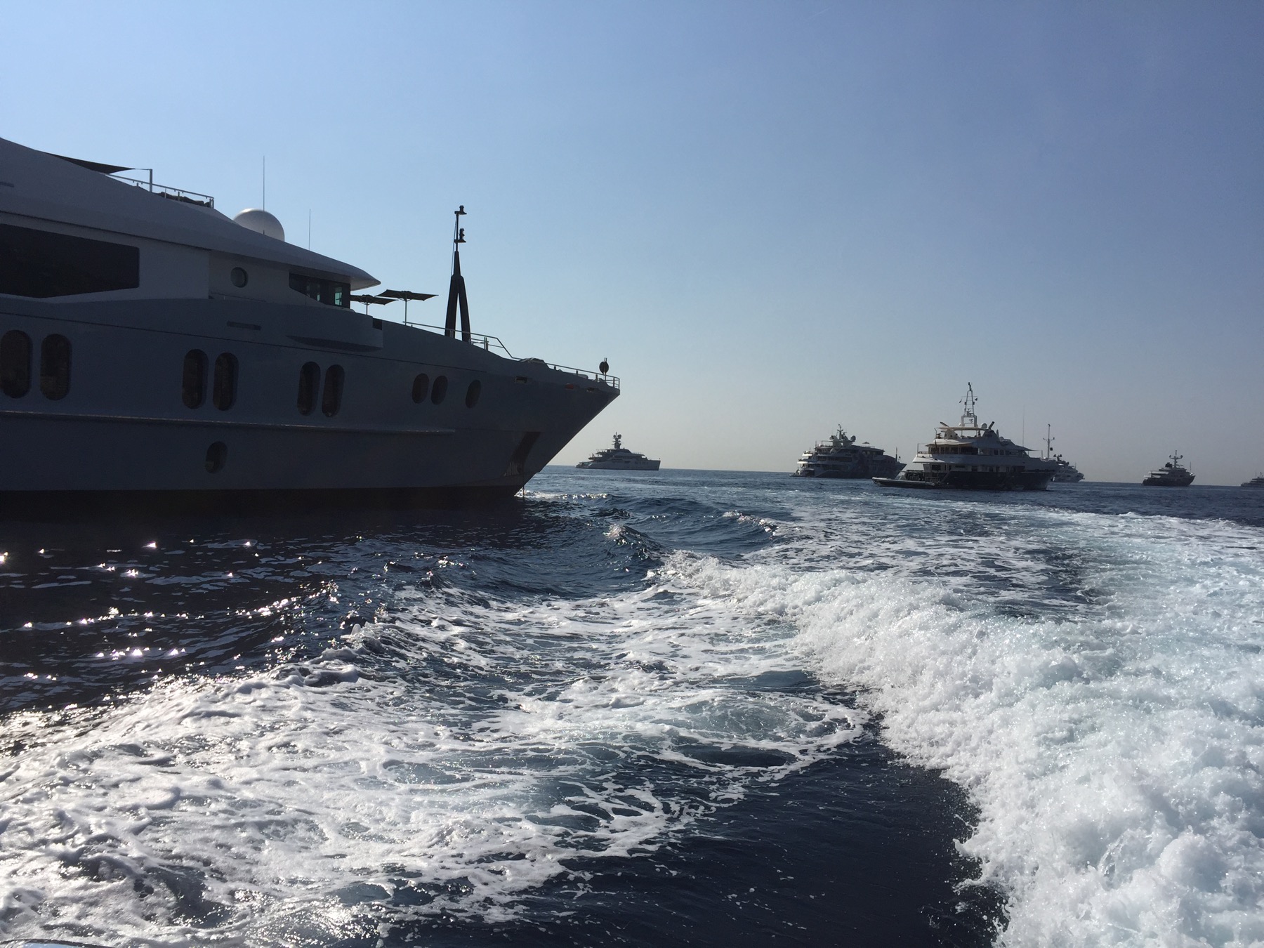 Yachts off Monaco during the summer season.